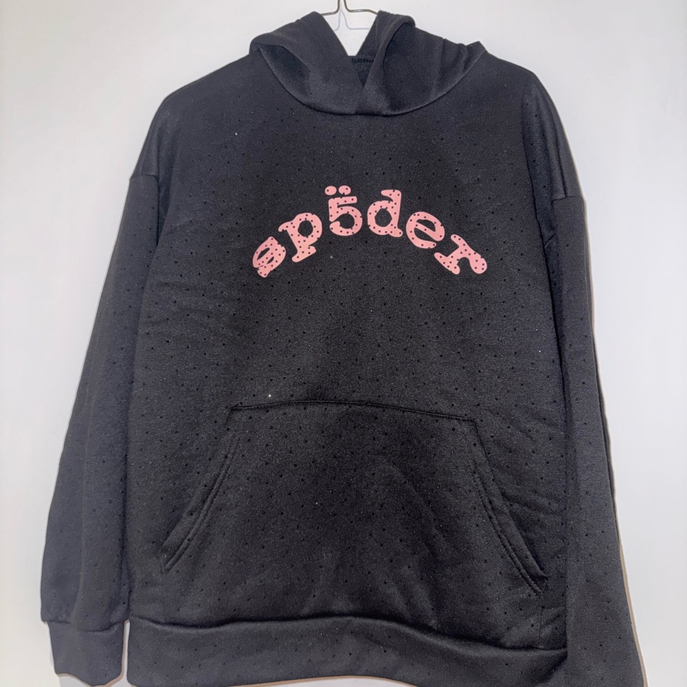 Black Hoodie with Pink sp5der Logo